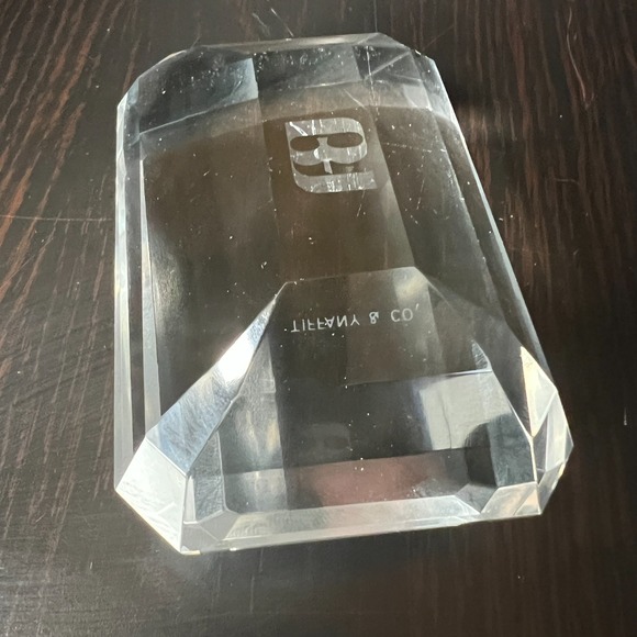 Tiffany & Co Emerald Cut Clear Crystal Paperweight BOA Bank of America logo - Picture 10 of 11